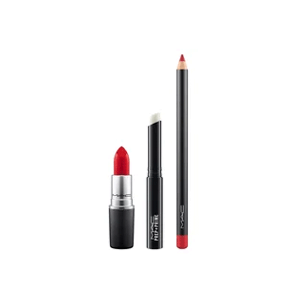 MAC Brave Red Kit - Lipstick (Brave Red) + Lip Pencil (Cherry) + Prime ...