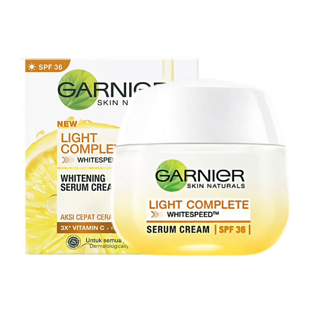 Garnier Light Complete Whitening Serum Cream Yuzu Lemon Makeup