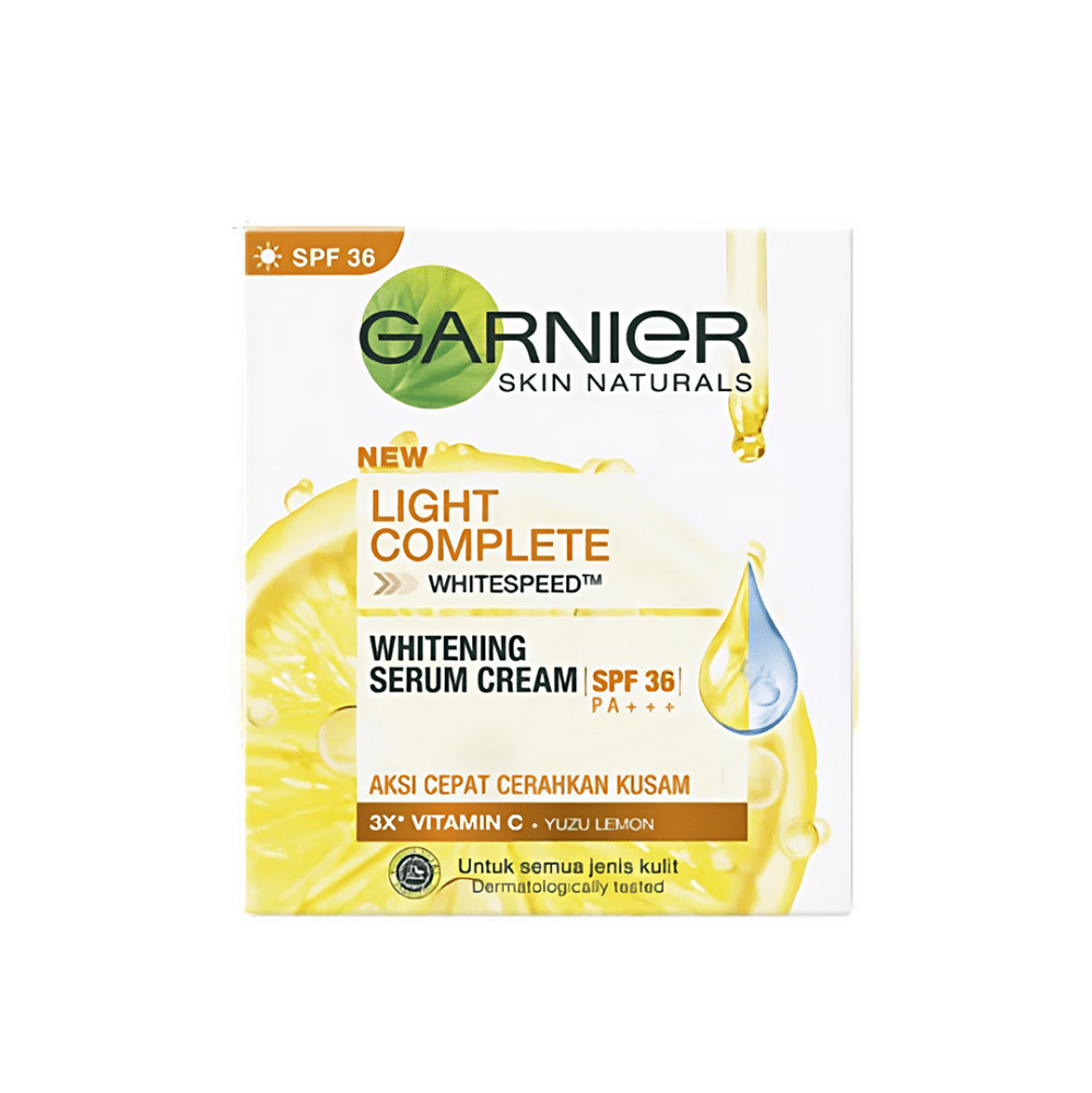 Garnier Light Complete Whitening Serum Cream Yuzu Lemon Makeup